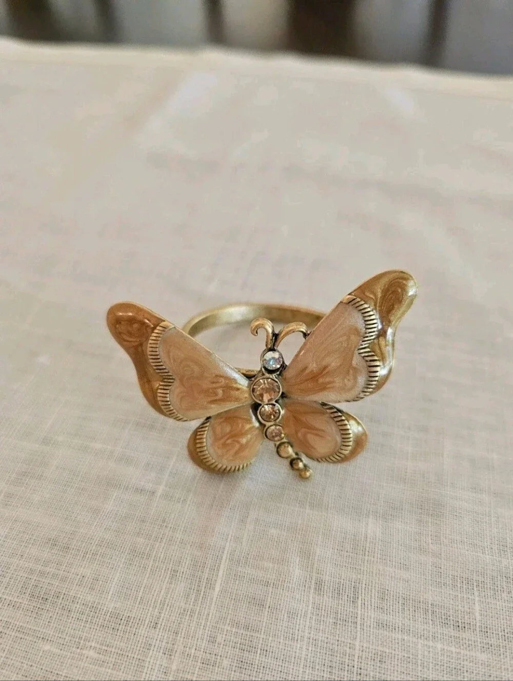 NWT Vintage Heavy Gold Enameled Butterfly Napkin Rings Set of 4 Bering’s